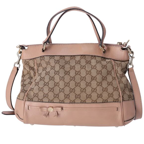 Gucci Handbags - GUCCI Mayfair GG Handbag 269894 Beige Pink Beige Jacquard Leather